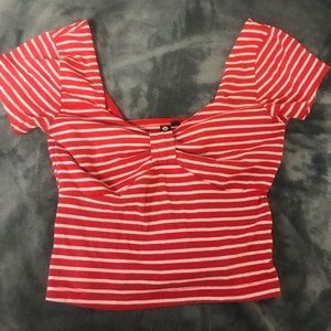 Red and White Striped Crop top